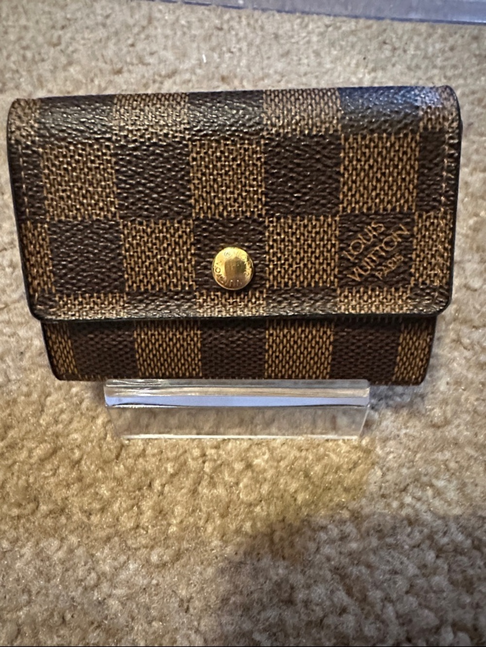 Louis Vuitton Brown Damier Canvas Small Fold Wallet with Gold Snap